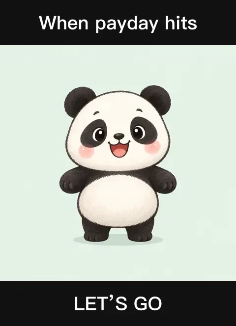 Black bar template example: a panda with captions in black bars
