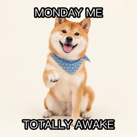 Classic meme template example: a shiba photo with white outlined top and bottom text