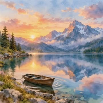 水彩湖景 GIF 原图