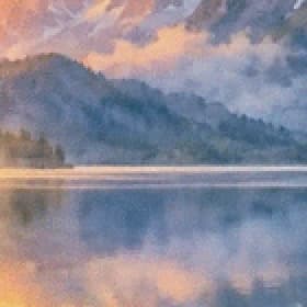 水彩湖景 GIF 原图的原尺寸局部放大