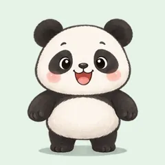 Animated GIF made from a photo: An original round panda illustration against a mint background