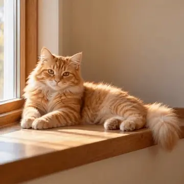 Advanced · 4 credits: Photo of an orange cat on a windowsill animated with AI: stretching and yawning