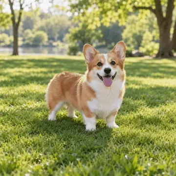 Photo of a corgi on a lawn animated with AI: tail wag and a spin